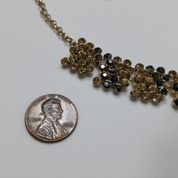 Monet Black & Topaz Rhinestone Gold Tone Necklace, 19 Inches - Picture 4 of 11